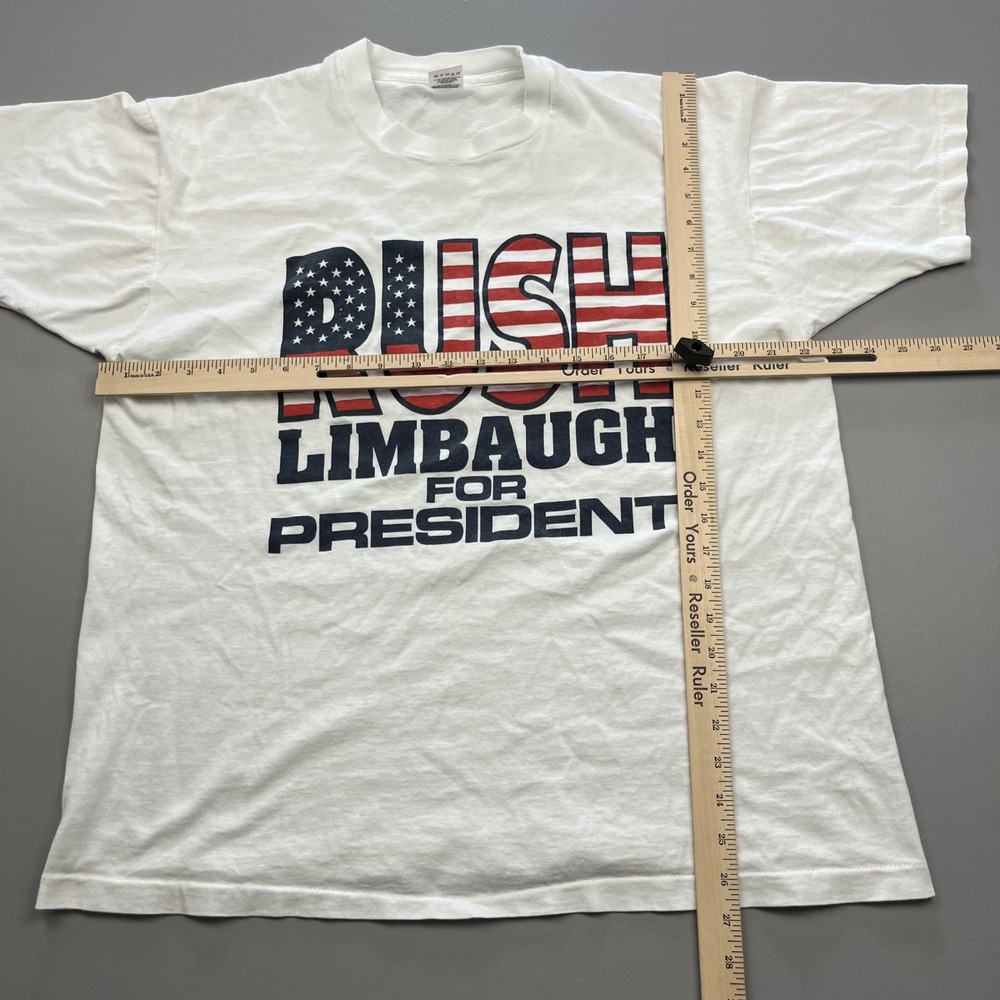 Fruit of the Loom T-Shirt Mens XL White Rush Limbaugh For President Vintage 90s - Picture 11 of 12